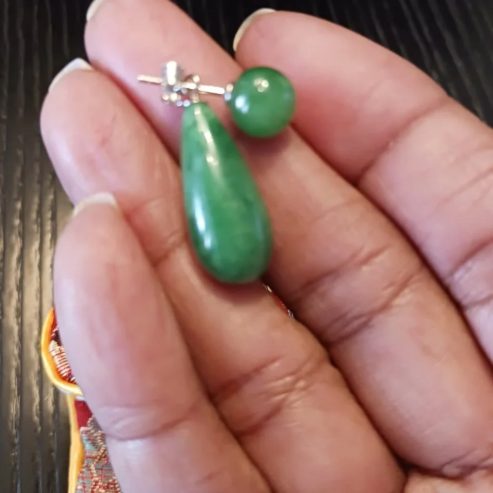 Green Jadeite set with sterling silver 925 - Picture 2 of 4